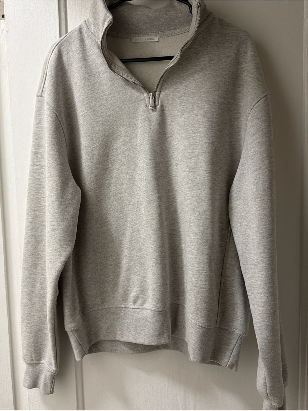 Mens Zara Heather Grey Light grey quarter zip sweatshirt